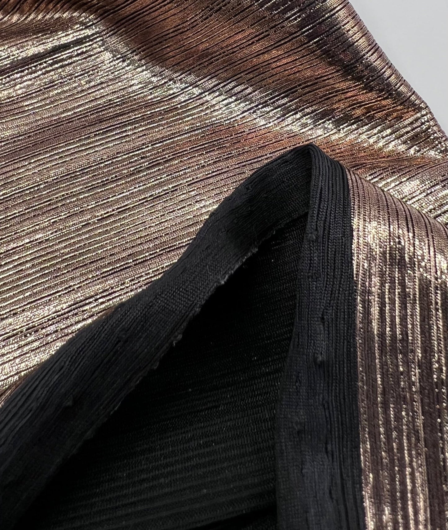 Shiny Bronze Metallic Foil Rib Fabric - T9 Fabrics