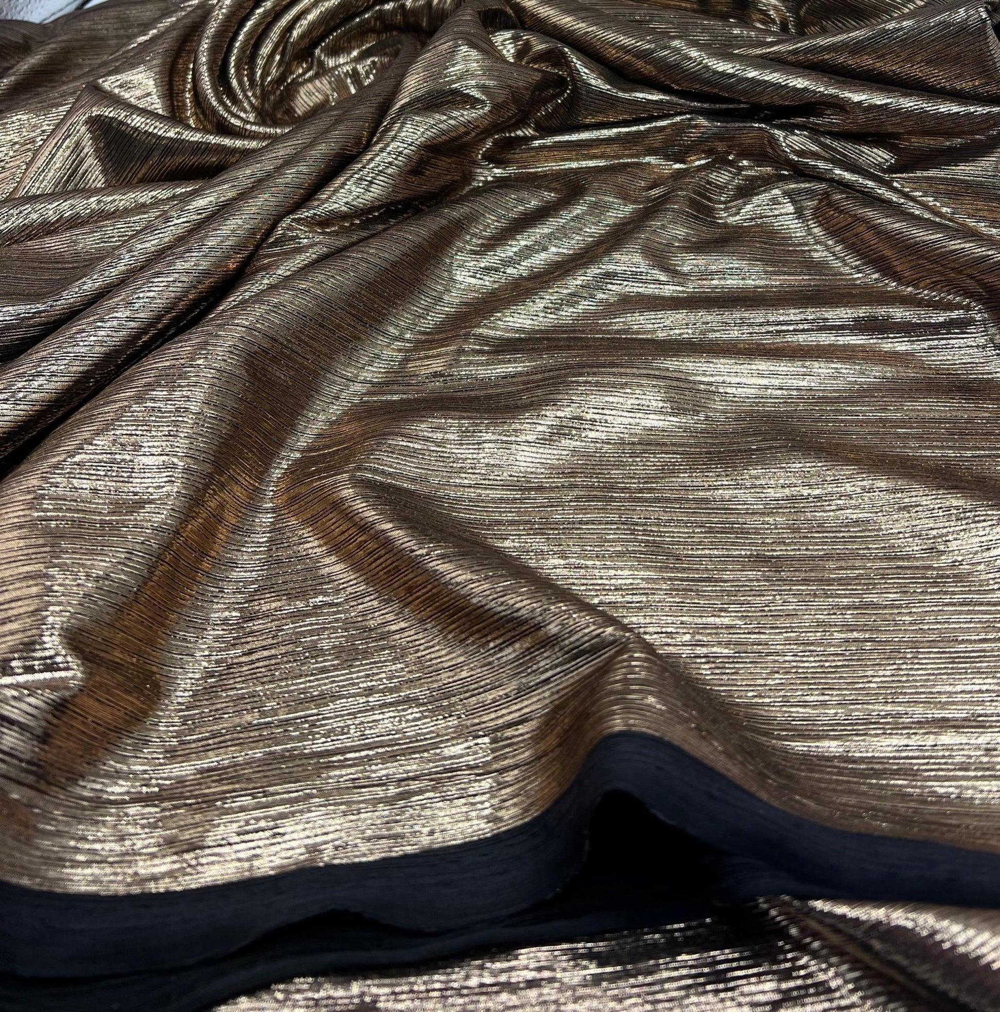 Shiny Bronze Metallic Foil Rib Fabric - T9 Fabrics