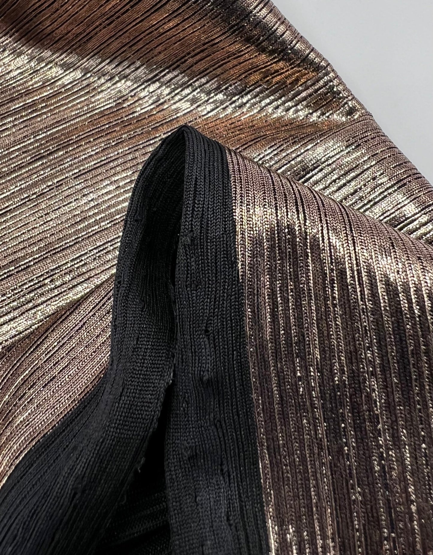 Shiny Bronze Metallic Foil Rib Fabric - T9 Fabrics