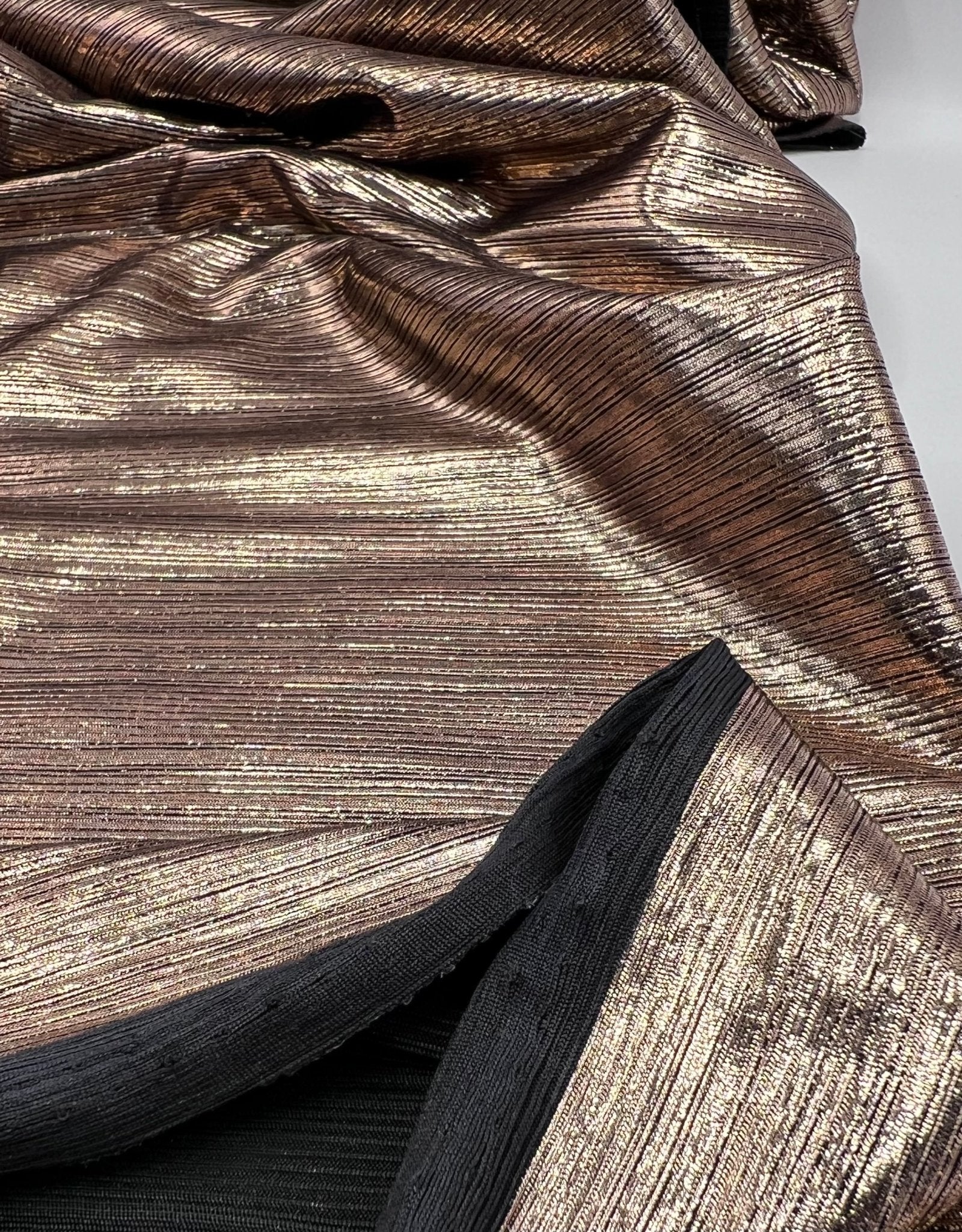 Shiny Bronze Metallic Foil Rib Fabric - T9 Fabrics