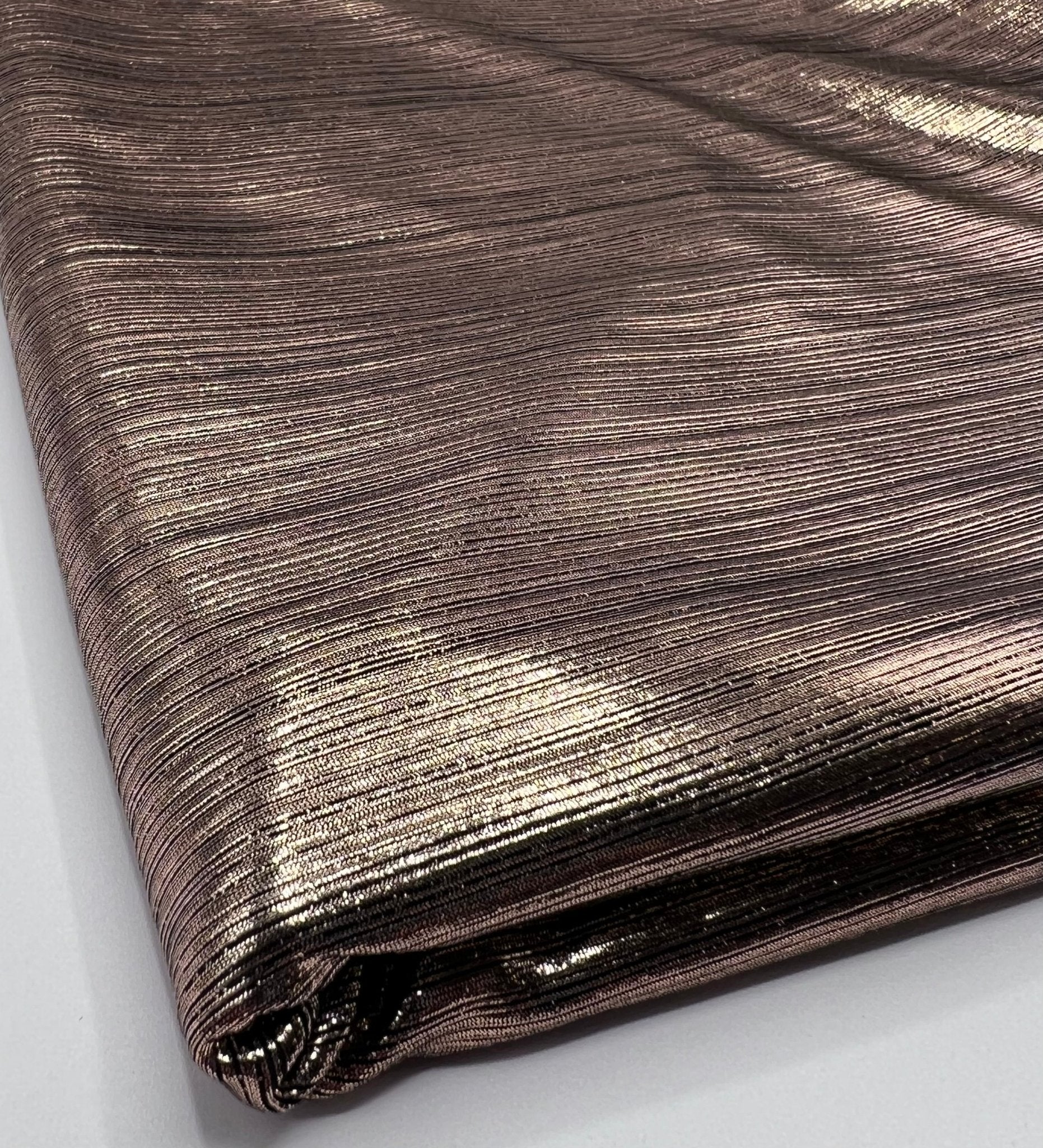 Shiny Bronze Metallic Foil Rib Fabric - T9 Fabrics