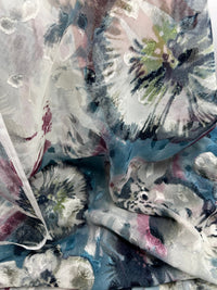 Shiny Floral Textured Printed Chiffon Dress Fabric - T9 Fabrics