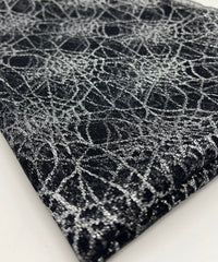 Silver Black Cobweb Halloween Print Mesh Fabric Stretch - T9 Fabrics