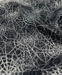 Silver Black Cobweb Halloween Print Mesh Fabric Stretch - T9 Fabrics