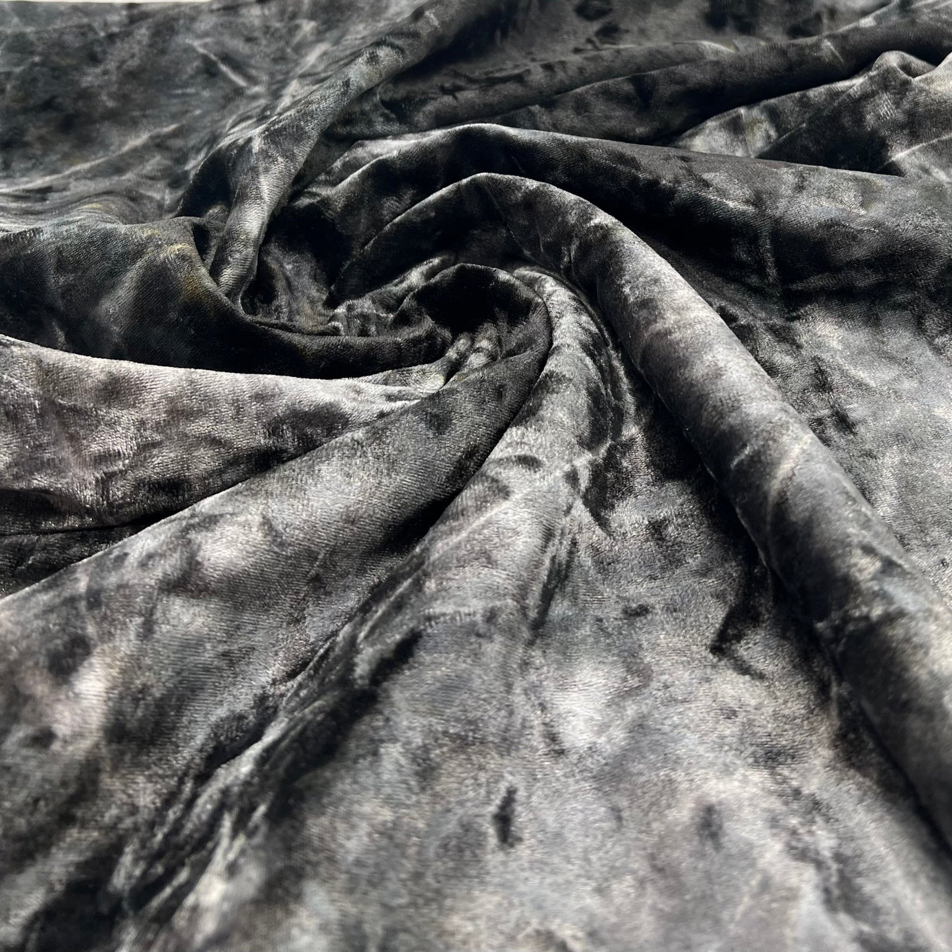 Silver Grey Crushed Velour Spandex Stretch Fabric - T9 Fabrics