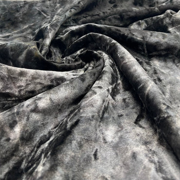 Silver Grey Crushed Velour Spandex Stretch Fabric - T9 Fabrics