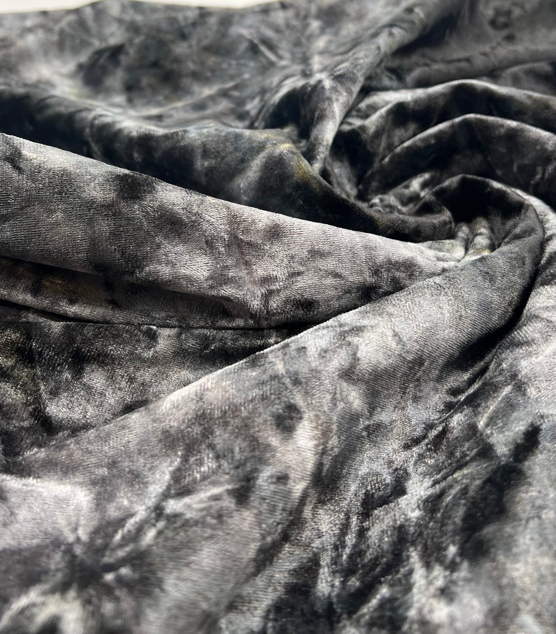 Silver Grey Crushed Velour Spandex Stretch Fabric - T9 Fabrics