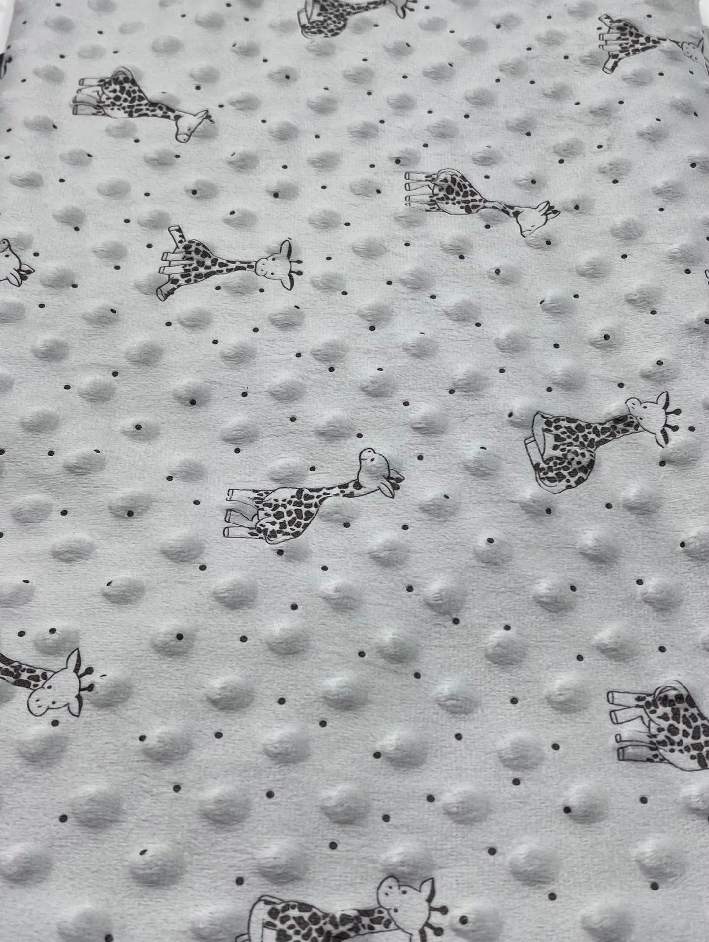 Silver Grey Giraffe Luxury Dimple Fleece Fabric Blanket Loungewear - T9 Fabrics