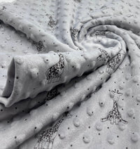 Silver Grey Giraffe Luxury Dimple Fleece Fabric Blanket Loungewear - T9 Fabrics