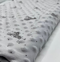 Silver Grey Giraffe Luxury Dimple Fleece Fabric Blanket Loungewear - T9 Fabrics