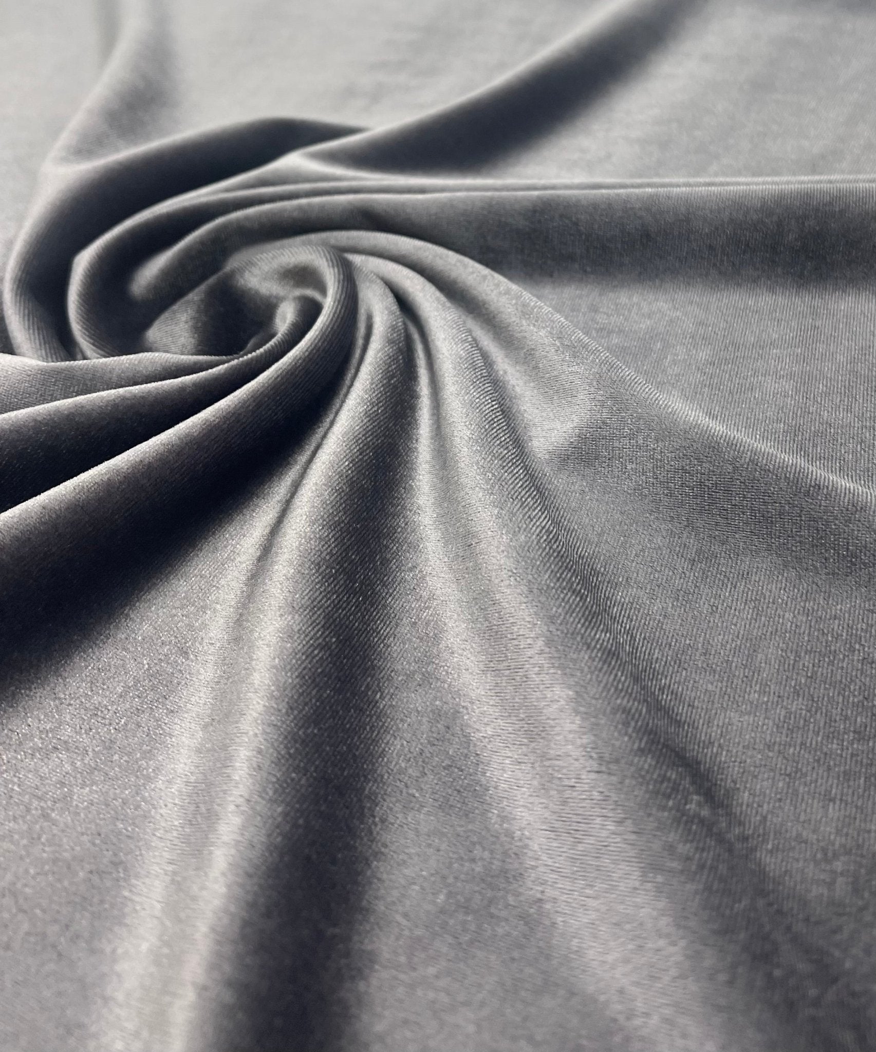 Silver Grey Plain Velour Spandex Stretch Fabric - T9 Fabrics