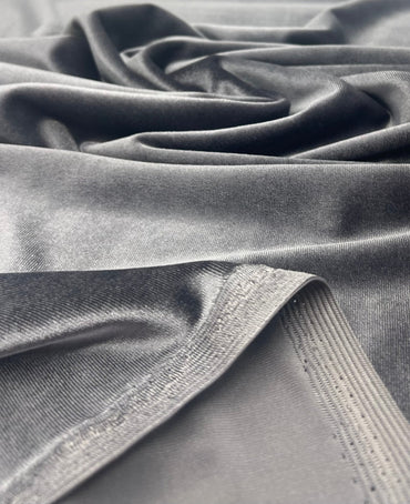 Silver Grey Plain Velour Spandex Stretch Fabric - T9 Fabrics