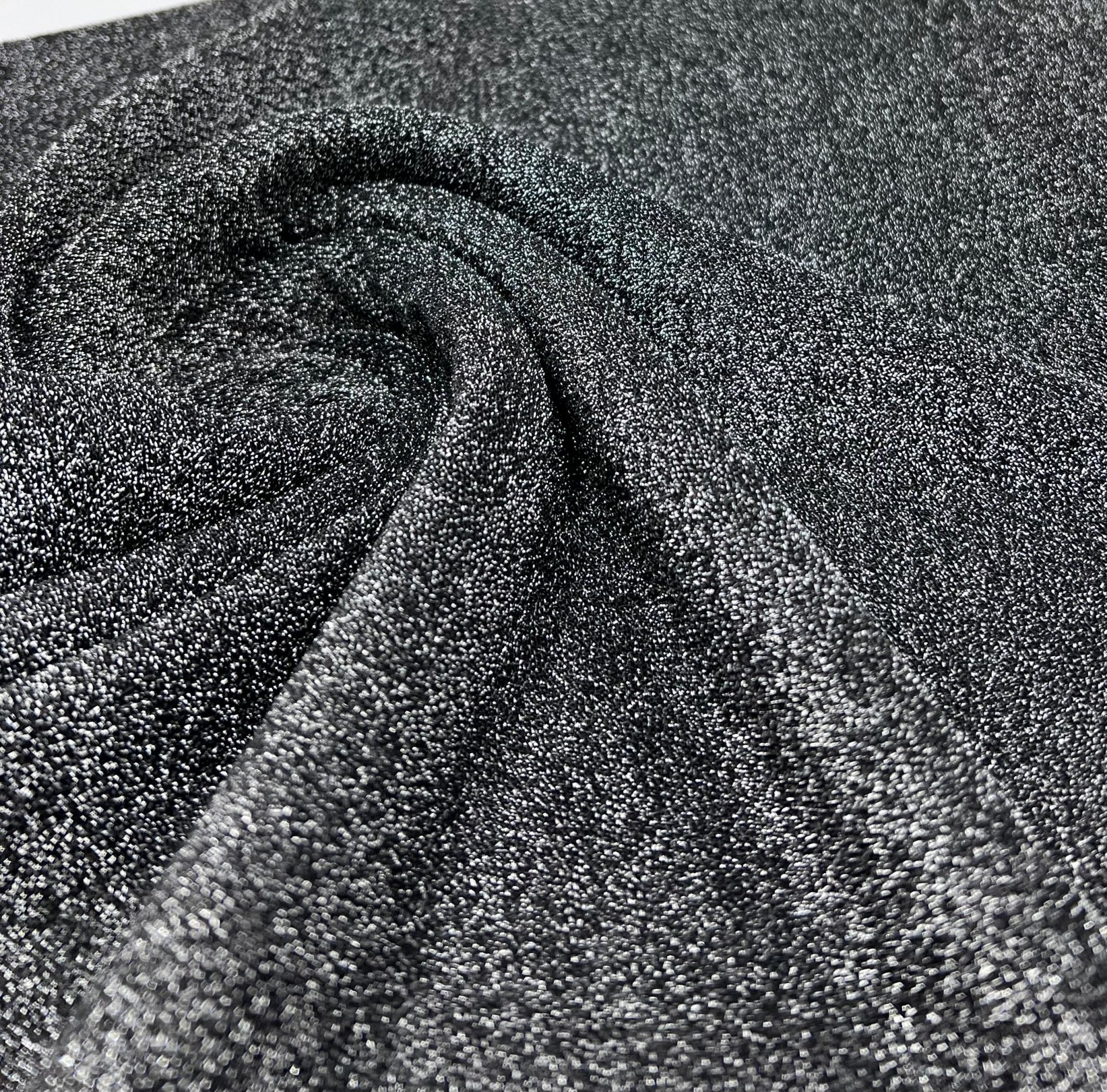 Silver Grey Sparkle Detail Black Lurex Fabric - T9 Fabrics