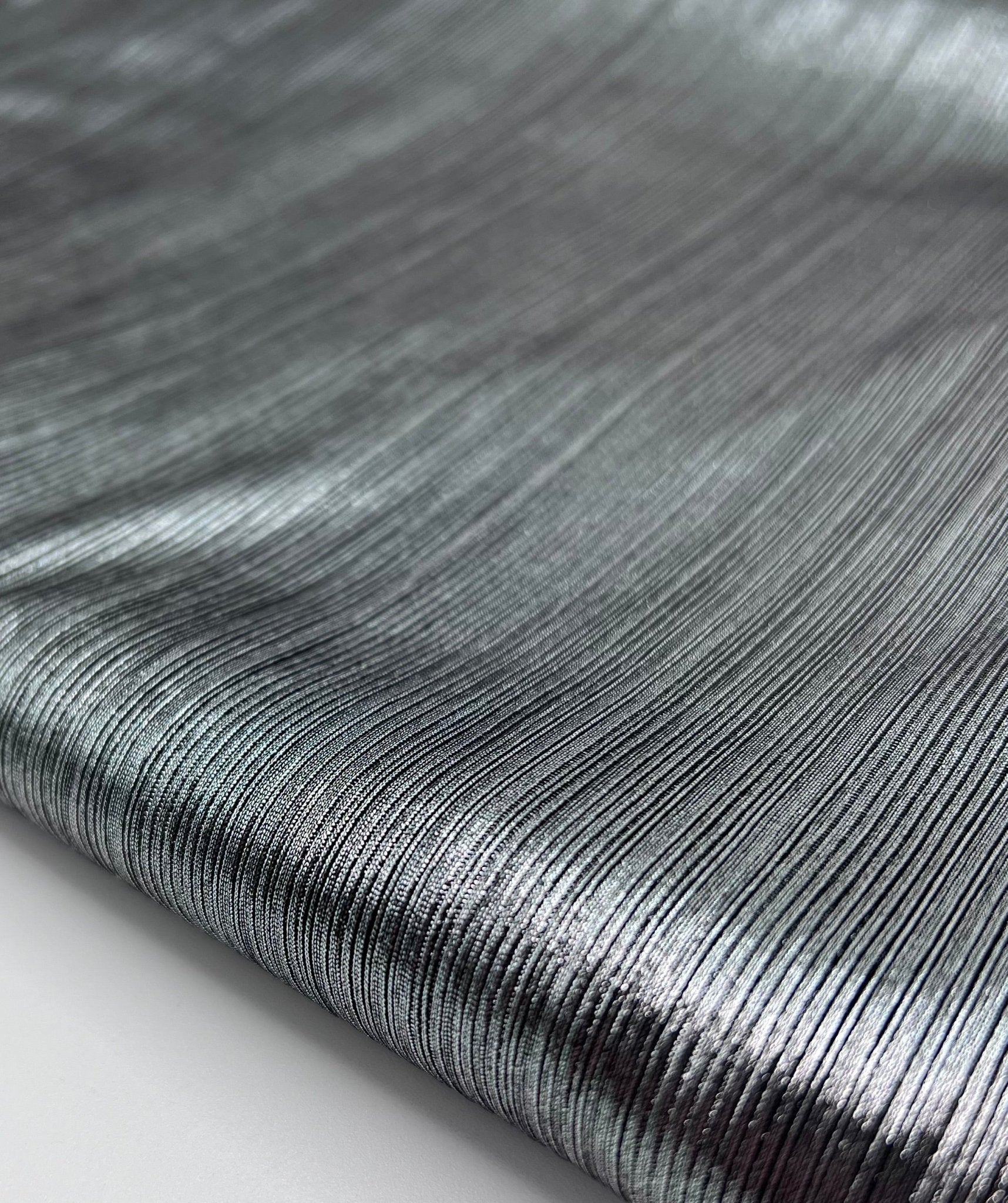 Silver Metallic Stretch Foil Rib Fabric - T9 Fabrics