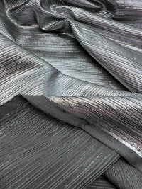 Silver Metallic Stretch Foil Rib Fabric - T9 Fabrics