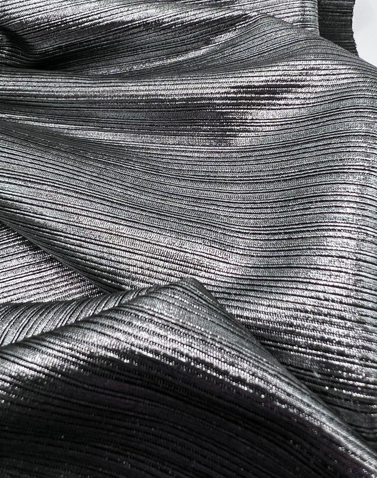 Silver Metallic Stretch Foil Rib Fabric - T9 Fabrics