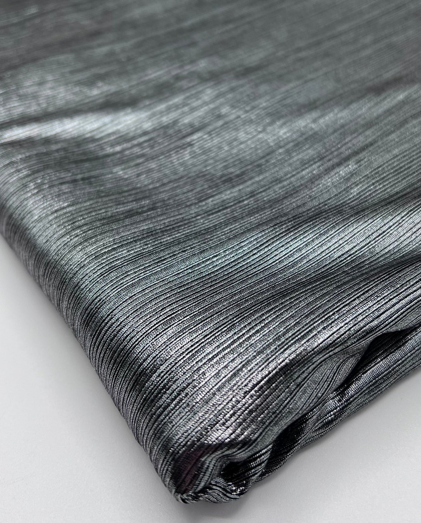 Silver Metallic Stretch Foil Rib Fabric - T9 Fabrics