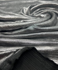 Silver On Black Metallic Foil Rib Fabric - T9 Fabrics