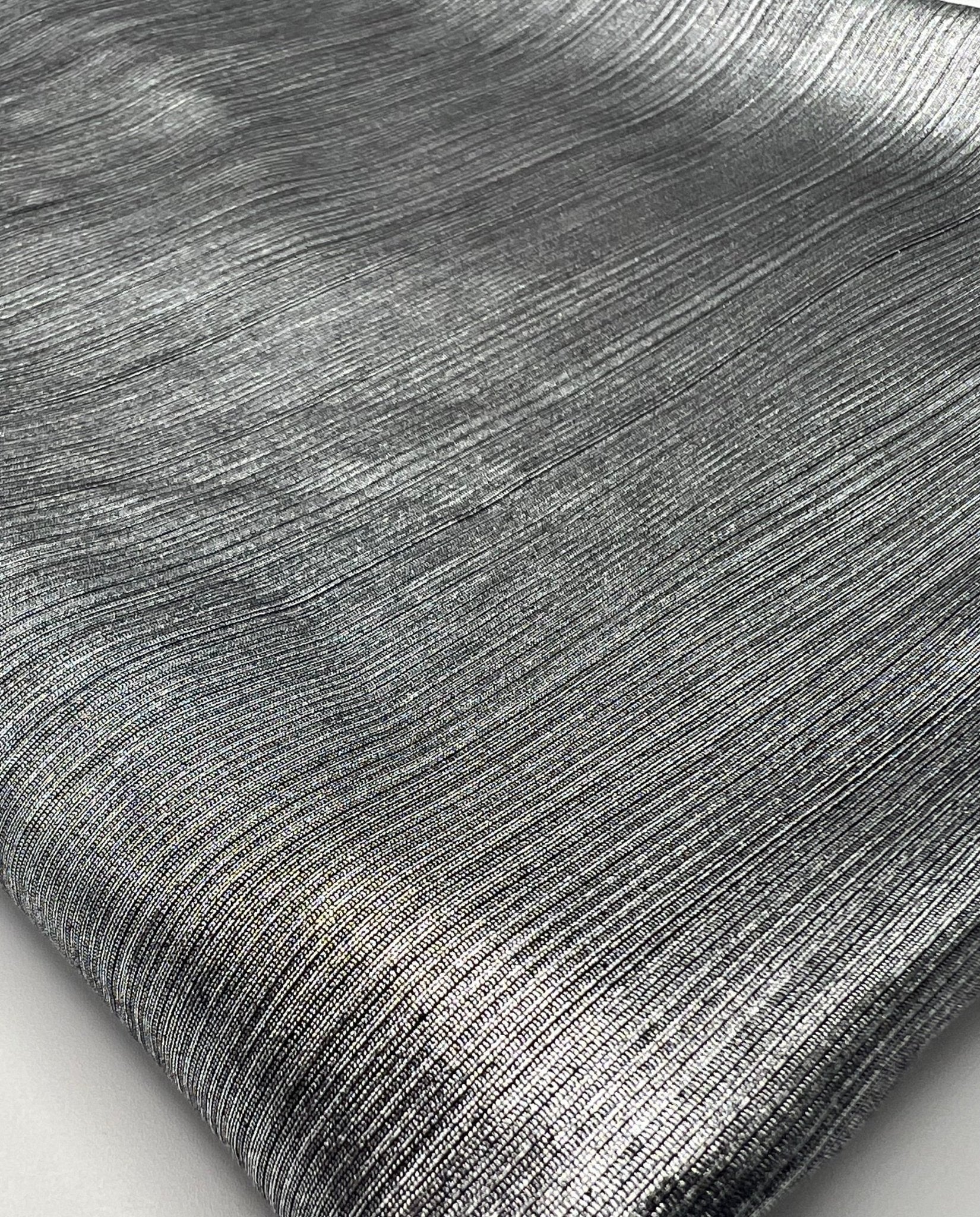 Silver On Black Metallic Foil Rib Fabric - T9 Fabrics