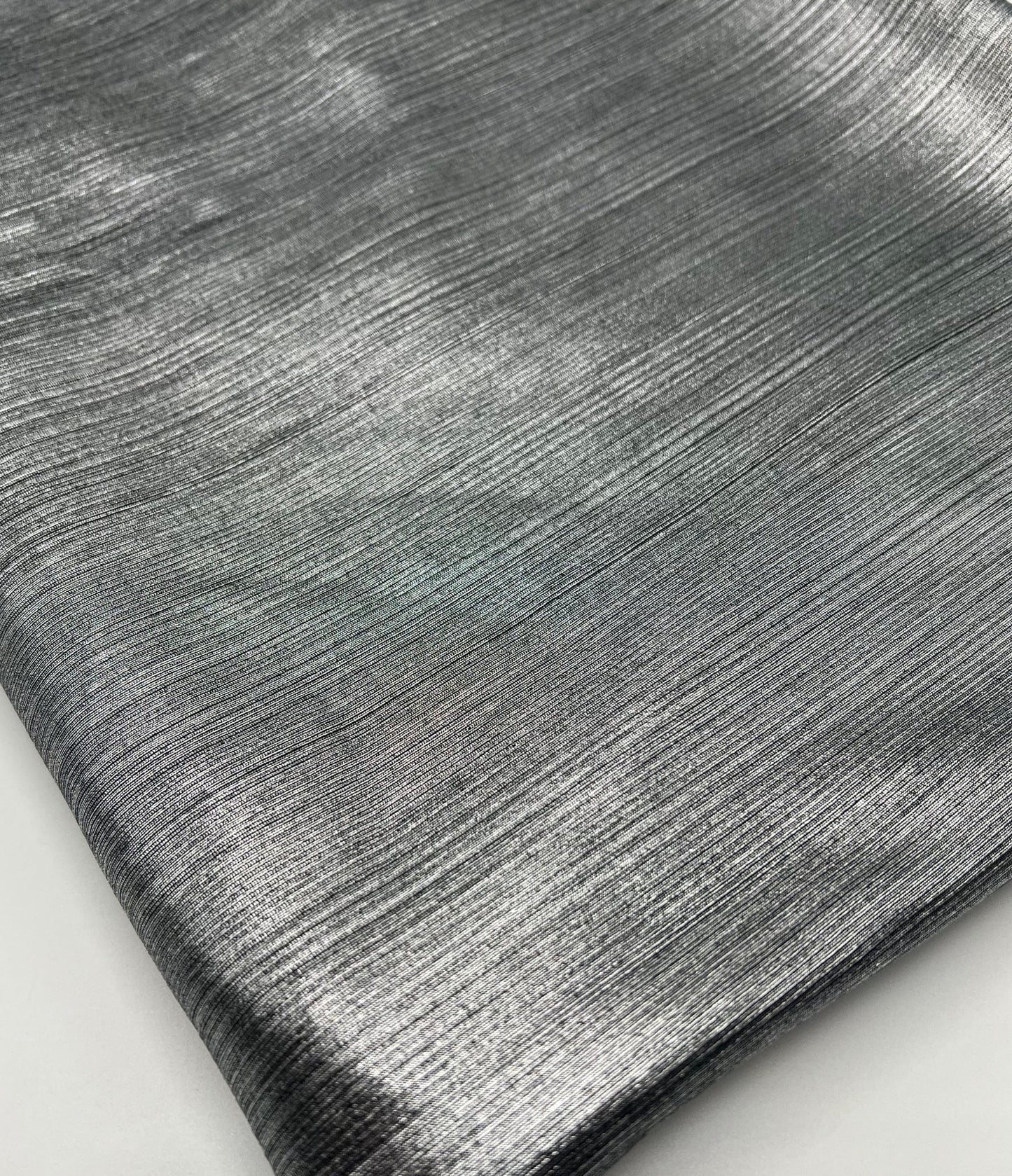 Silver On Black Metallic Foil Rib Fabric - T9 Fabrics