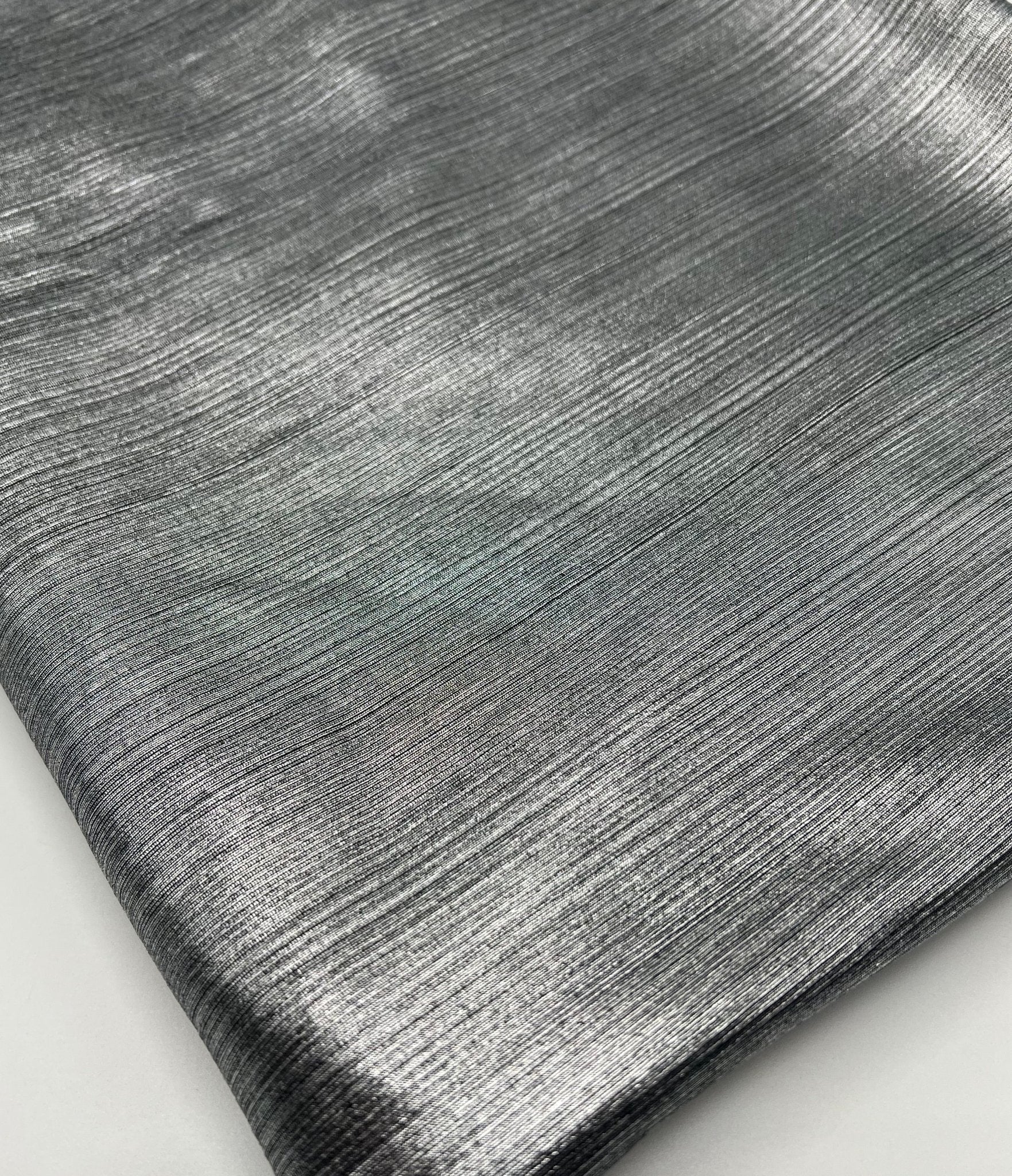 Silver On Black Metallic Foil Rib Fabric - T9 Fabrics