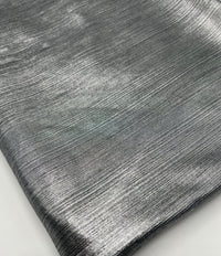 Silver On Black Metallic Foil Rib Fabric - T9 Fabrics