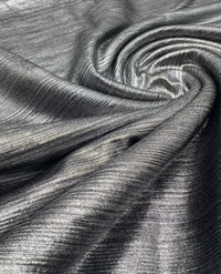 Silver On Black Metallic Foil Rib Fabric - T9 Fabrics