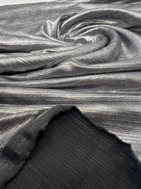 Silver On Black Metallic Foil Rib Fabric - T9 Fabrics