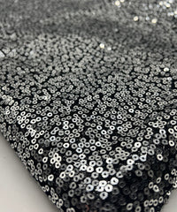 Silver On Black Sequin Detail Non Stretch Fabric - T9 Fabrics