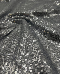 Silver On Grey Sequin Detail Non Stretch Fabric - T9 Fabrics