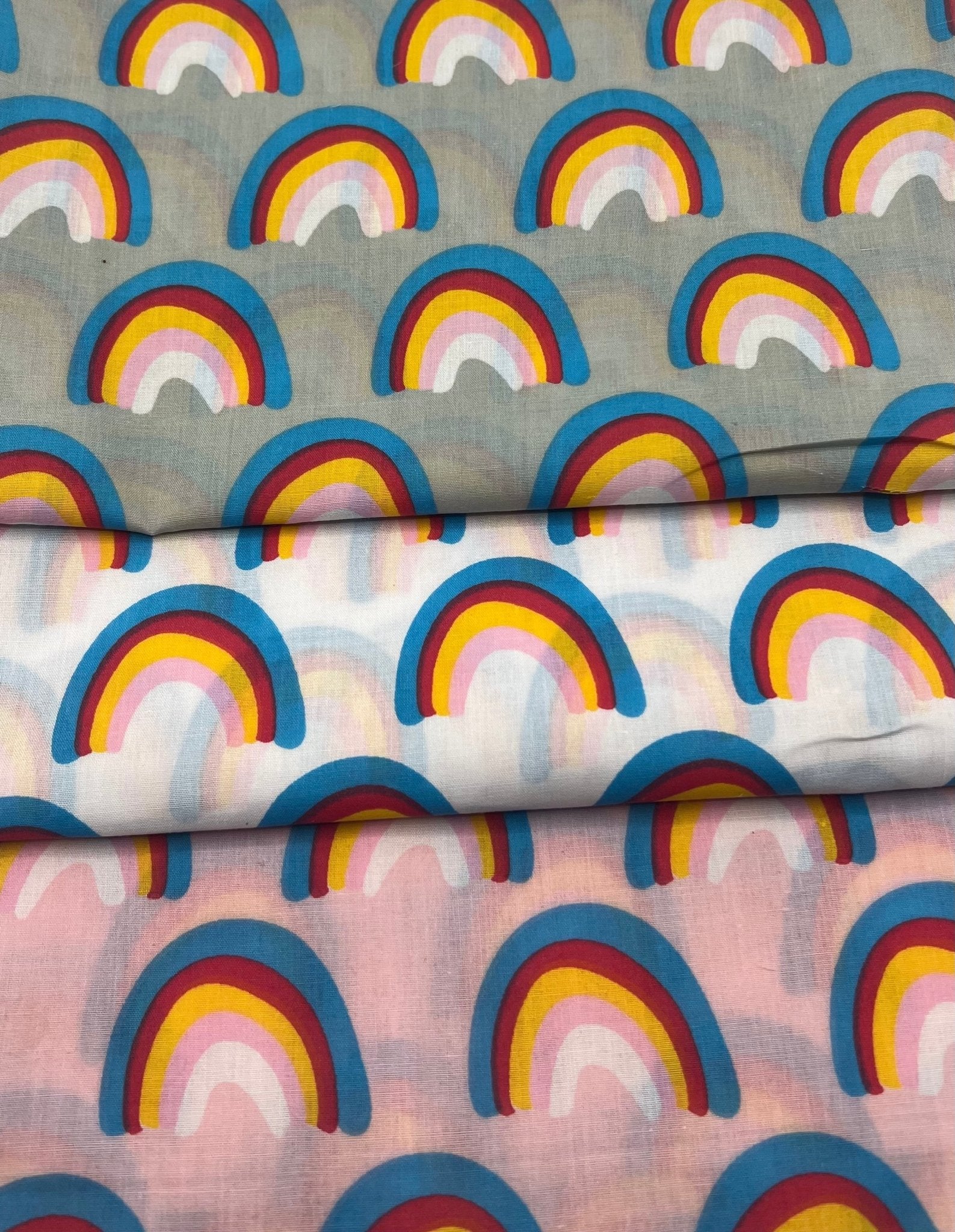 Silver Rainbow Printed Poly Cotton 90 GSM 80/20 44 Inch Non Stretch - T9 Fabrics