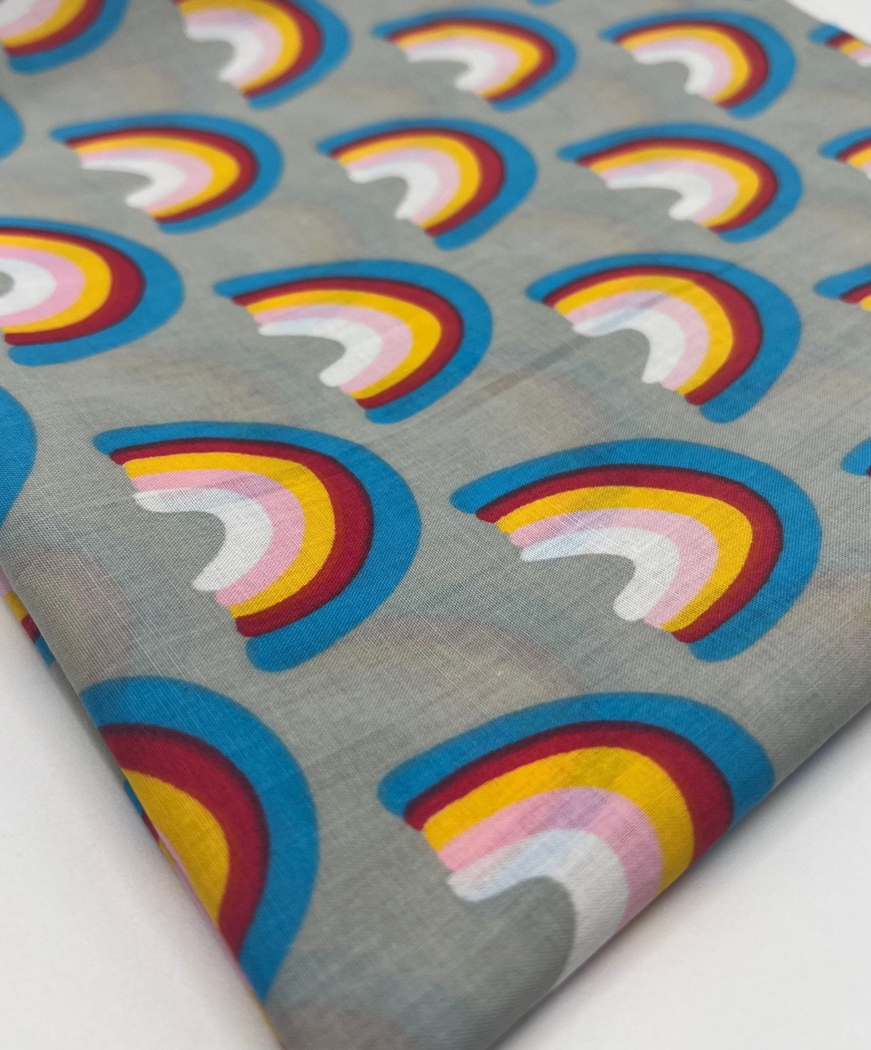 Silver Rainbow Printed Poly Cotton 90 GSM 80/20 44 Inch Non Stretch - T9 Fabrics