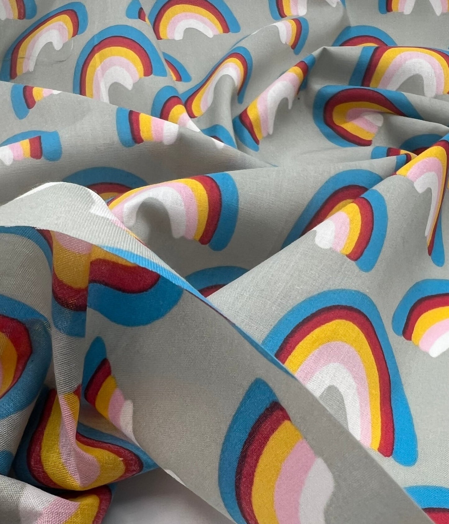 Silver Rainbow Printed Poly Cotton 90 GSM 80/20 44 Inch Non Stretch - T9 Fabrics