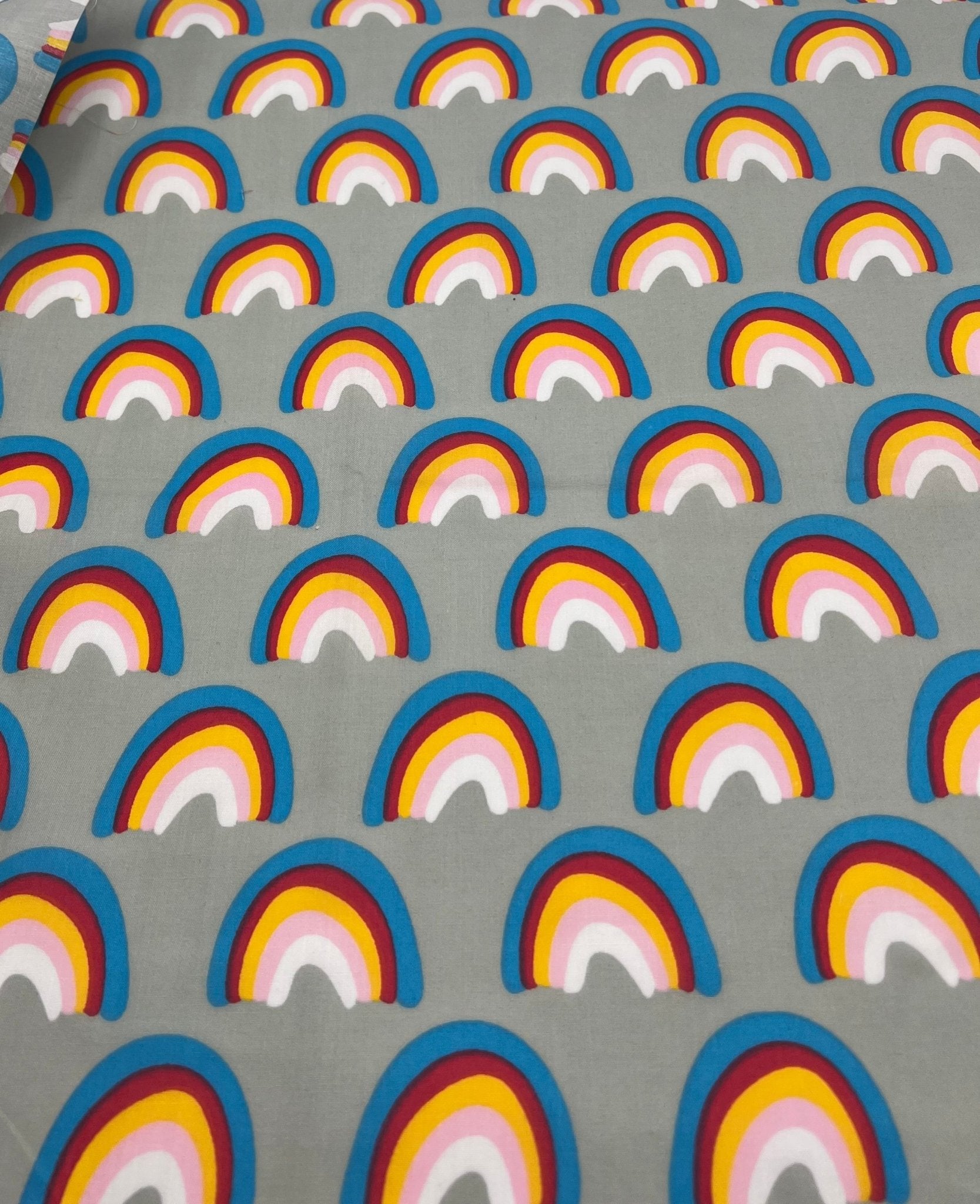 Silver Rainbow Printed Poly Cotton 90 GSM 80/20 44 Inch Non Stretch - T9 Fabrics
