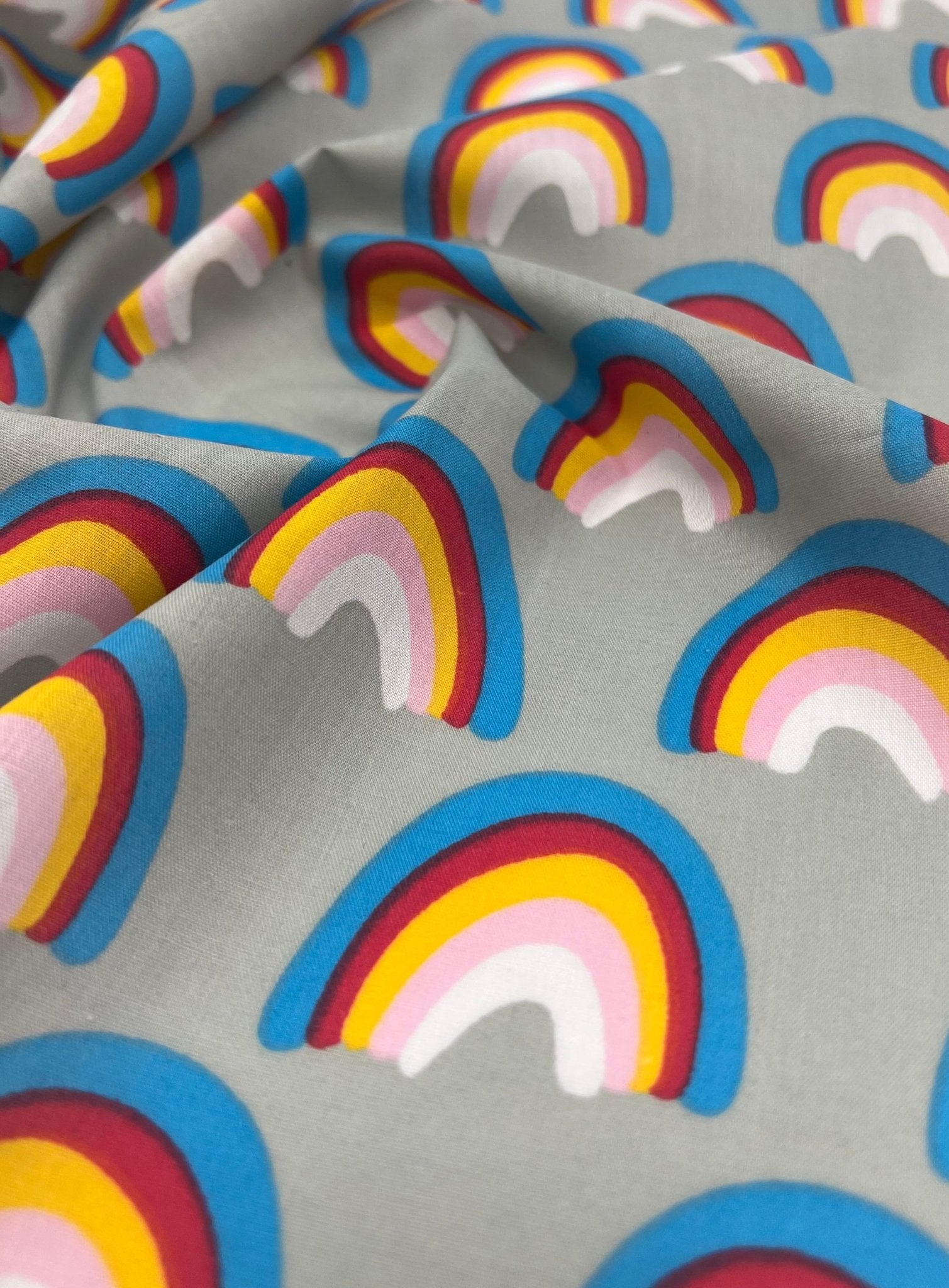 Silver Rainbow Printed Poly Cotton 90 GSM 80/20 44 Inch Non Stretch - T9 Fabrics