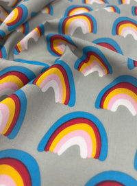 Silver Rainbow Printed Poly Cotton 90 GSM 80/20 44 Inch Non Stretch - T9 Fabrics