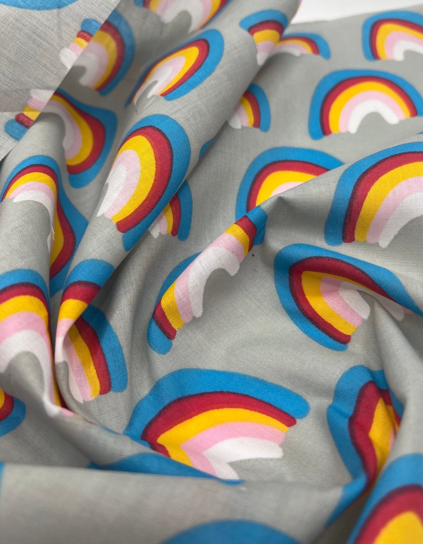 Silver Rainbow Printed Poly Cotton 90 GSM 80/20 44 Inch Non Stretch - T9 Fabrics
