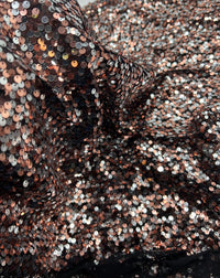 Silver Rose Gold Sequin Detail Stretch Fabric - T9 Fabrics