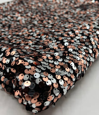 Silver Rose Gold Sequin Detail Stretch Fabric - T9 Fabrics