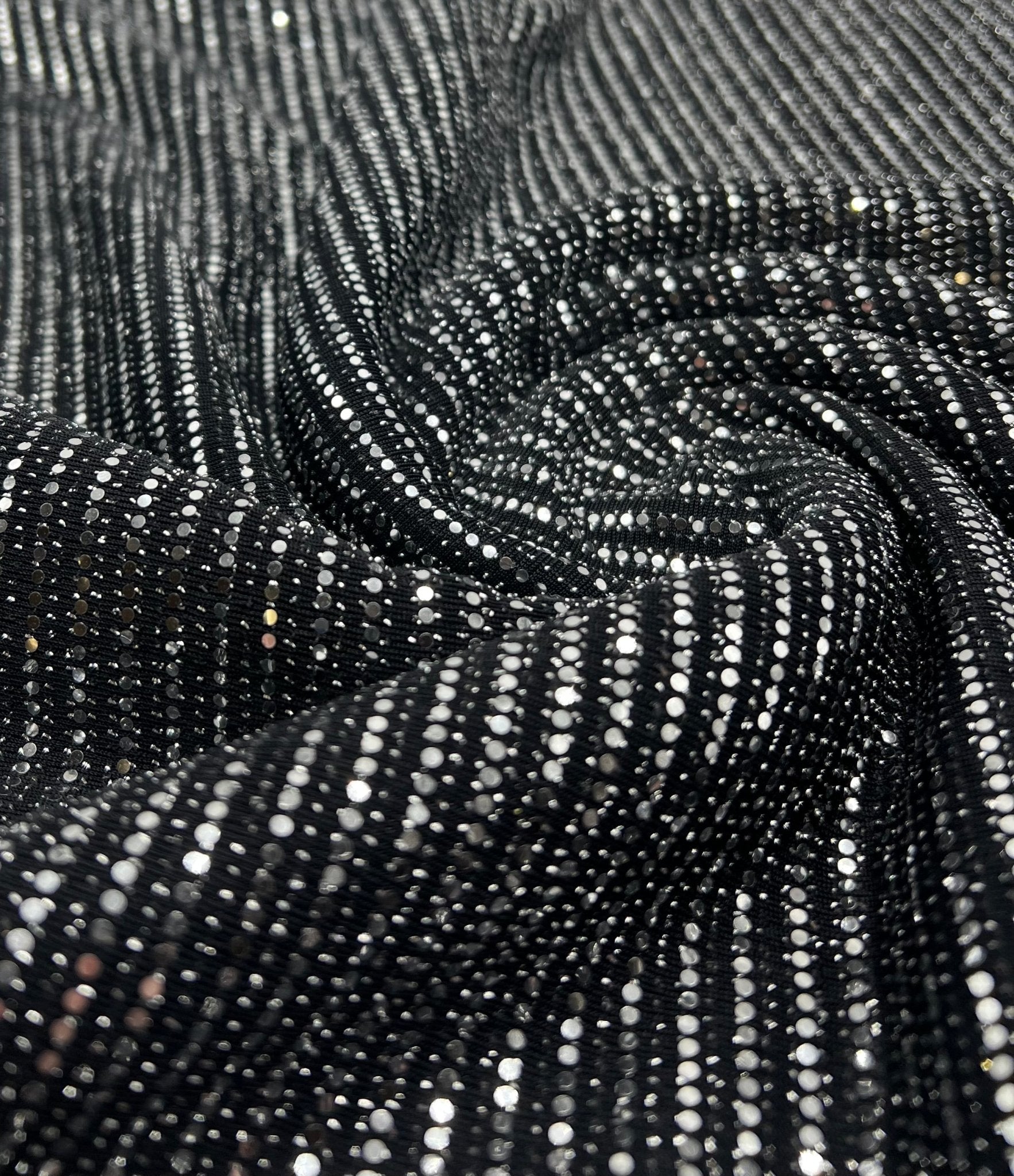 Silver Sequin Nylon Metallic Sparkle Stretch Fabric - T9 Fabrics