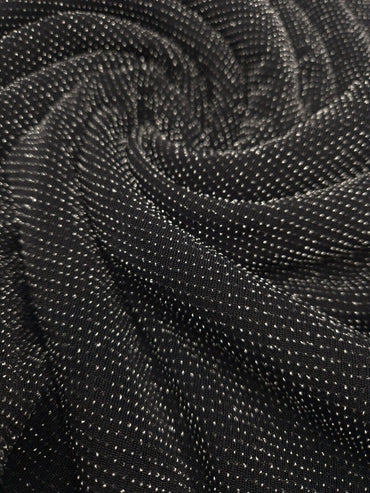 Silver Thread Detail Black Lurex Fabric - T9 Fabrics