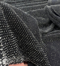 Silver Thread Detail Black Lurex Sparkle Metallic Stretch Knit Fabric - T9 Fabrics