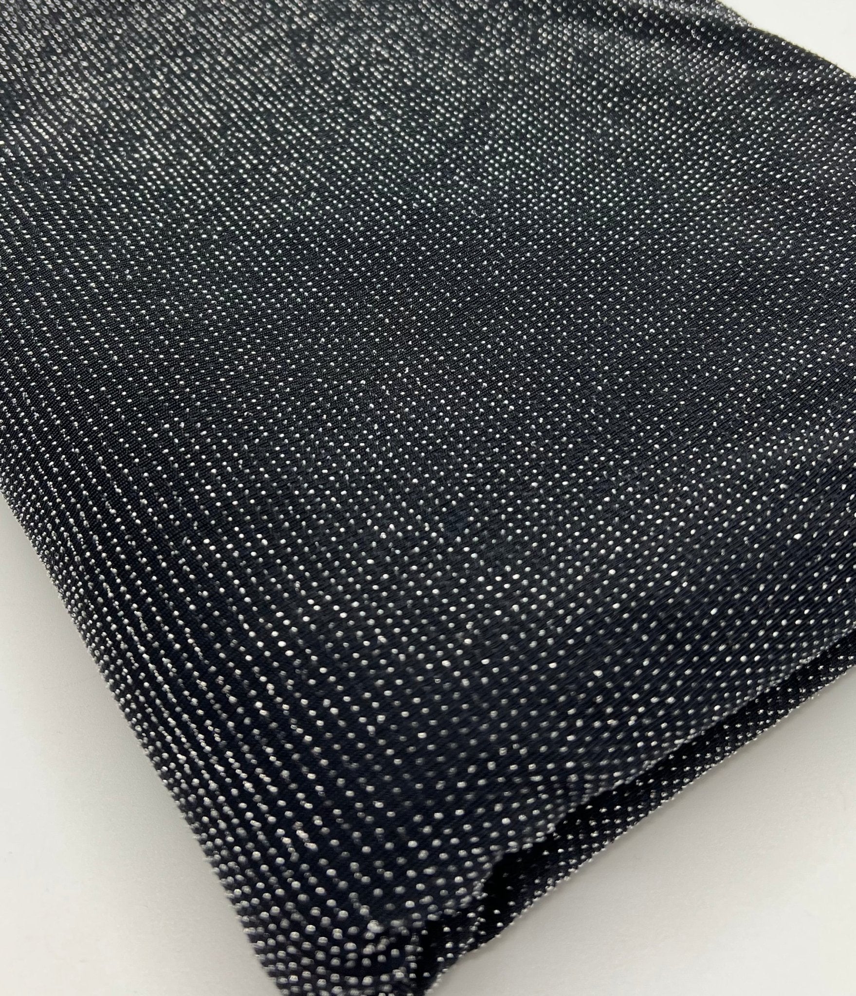 Silver Thread Detail Black Lurex Sparkle Metallic Stretch Knit Fabric - T9 Fabrics