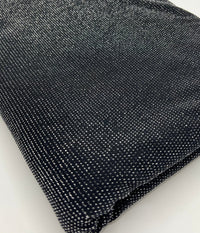 Silver Thread Detail Black Lurex Sparkle Metallic Stretch Knit Fabric - T9 Fabrics