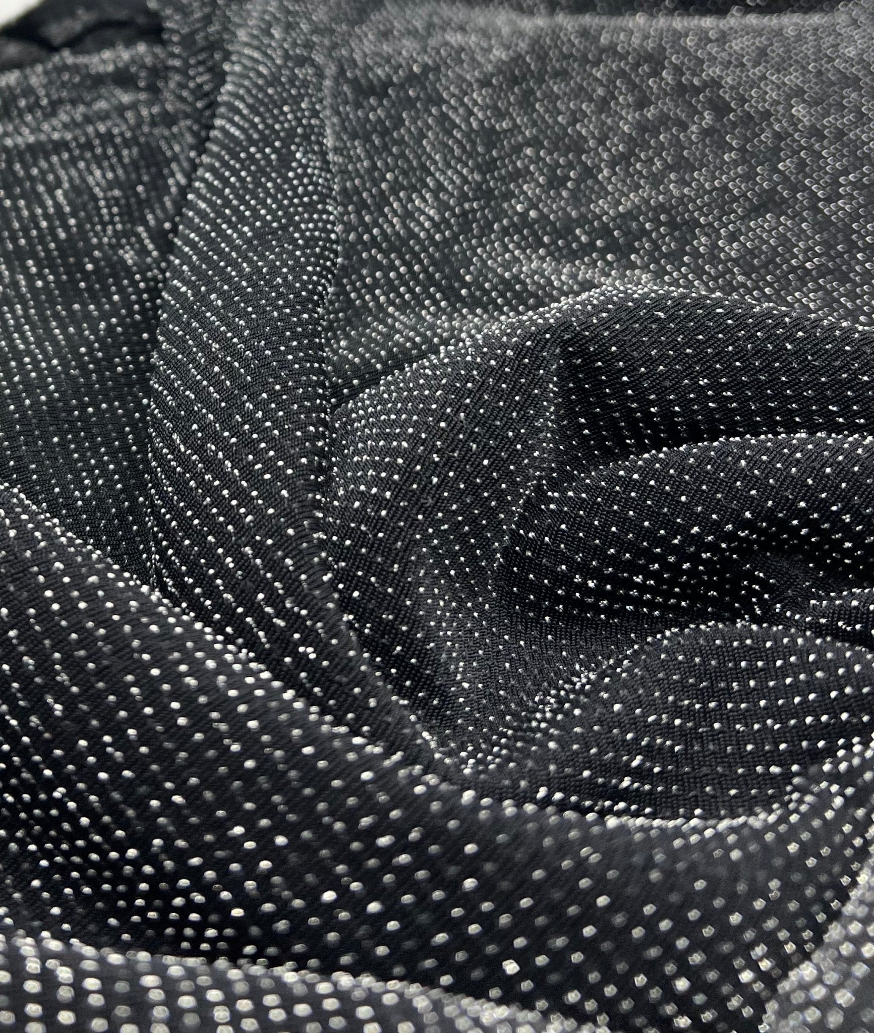 Silver Thread Detail Black Lurex Sparkle Metallic Stretch Knit Fabric - T9 Fabrics