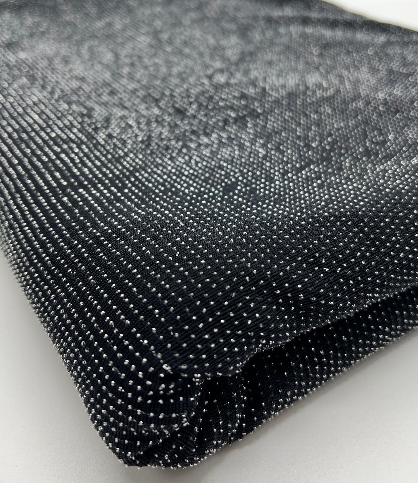 Silver Thread Detail Black Lurex Sparkle Metallic Stretch Knit Fabric - T9 Fabrics