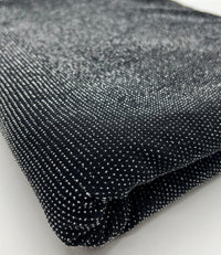 Silver Thread Detail Black Lurex Sparkle Metallic Stretch Knit Fabric - T9 Fabrics