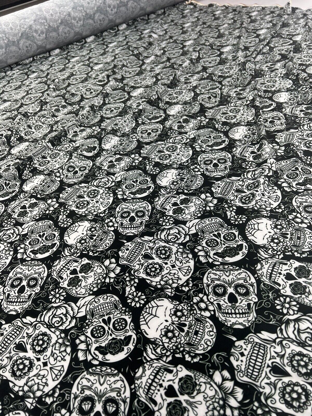 Skull Print Spun Poly Fabric - T9 Fabrics