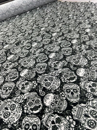 Skull Print Spun Poly Fabric - T9 Fabrics