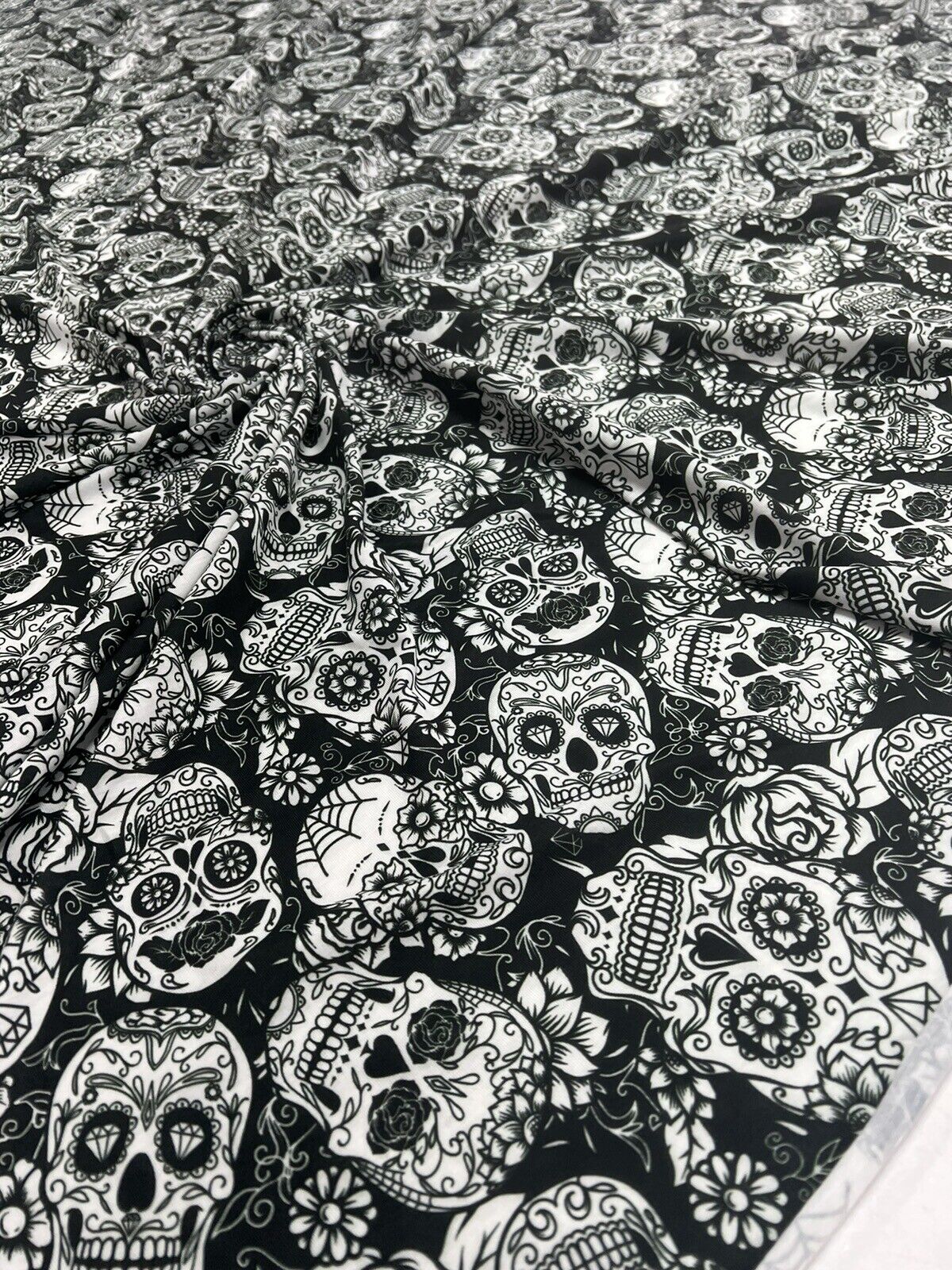 Skull Print Spun Poly Fabric - T9 Fabrics